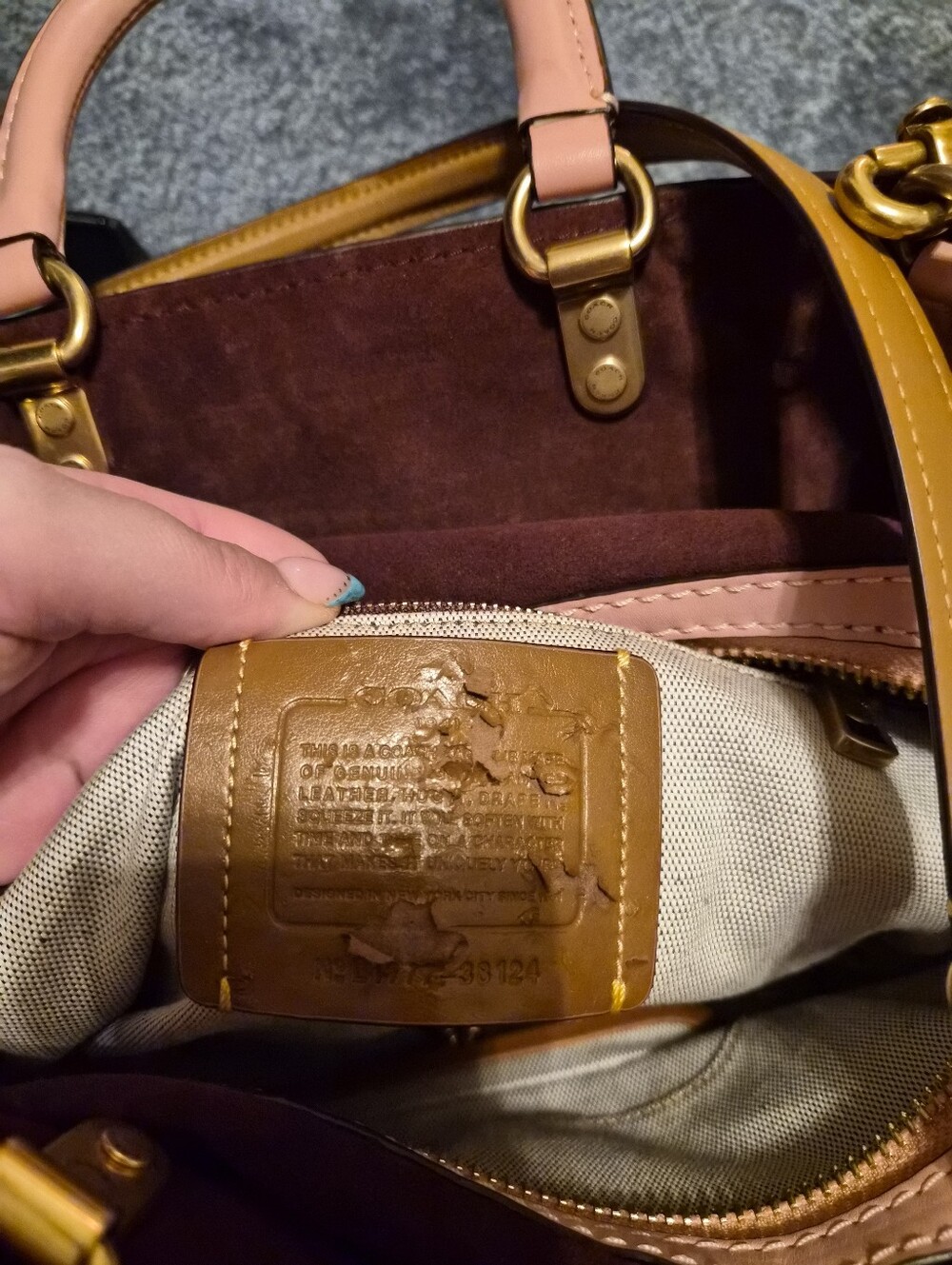 Coach Pebbled Leather Rogue Satchel with Gold Hardware PEONY - Picture 6 of 9